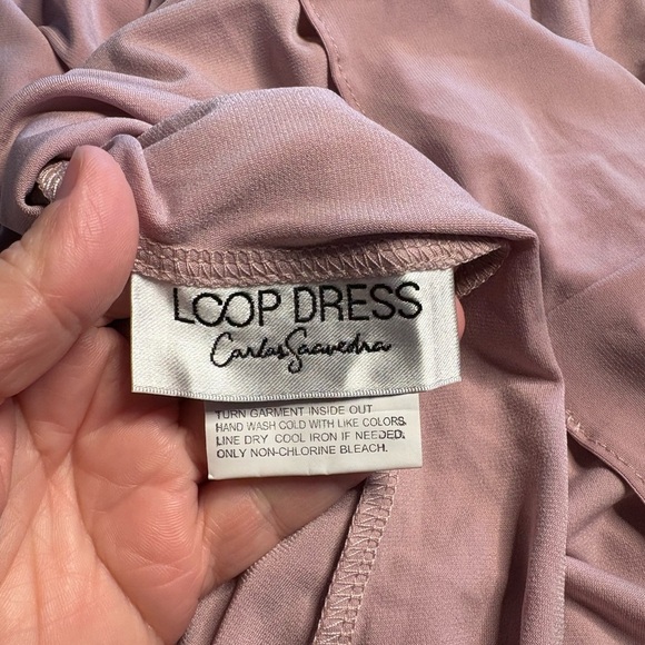 NWT- Carlos Saavedra- Midi Loop Dress in Dusty Rose. Size L - Picture 5 of 9